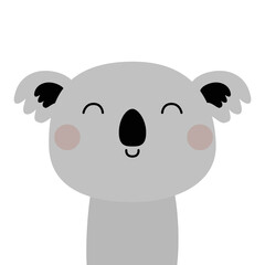 Koala bear. Funny head face. Cute kawaii cartoon baby character. Happy Valentines Day. Greeting card, sticker print, tshirt template. Childish style. White background. Flat design. Vector illustration
