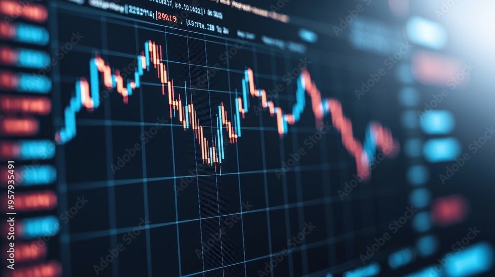 Poster virtual cryptocurrency exchange in dark background - futuristic blockchain visualization trading env
