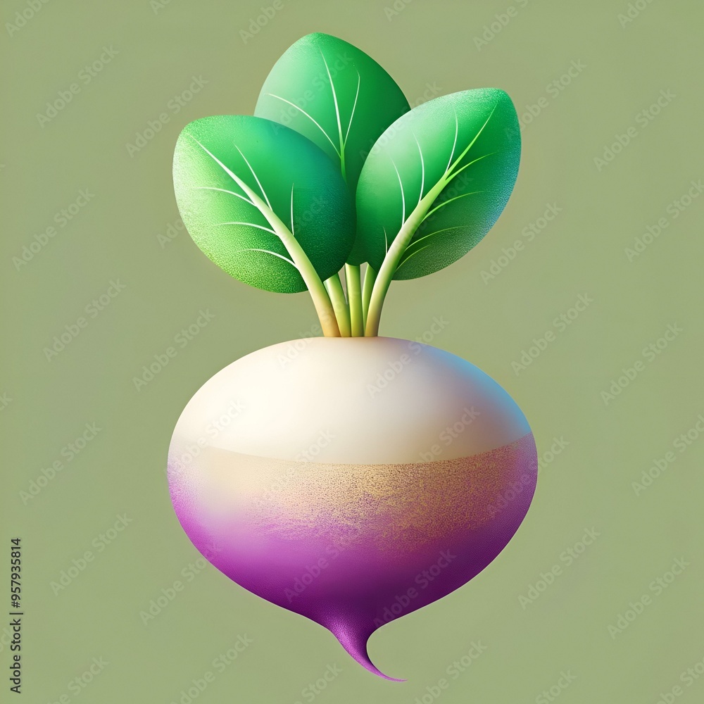 Poster a vibrant 3d illustration of a daikon radish with a textured surface. perfect for adding a touch of 