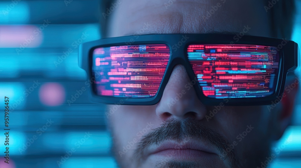 Poster futuristic ai-powered business insights visualization with sleek high-tech design