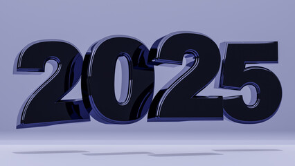2025 new year 3d text in trend color showcasing a vibrant and futuristic typography design, perfect for modern celebrations and creative projects. 3d rendering