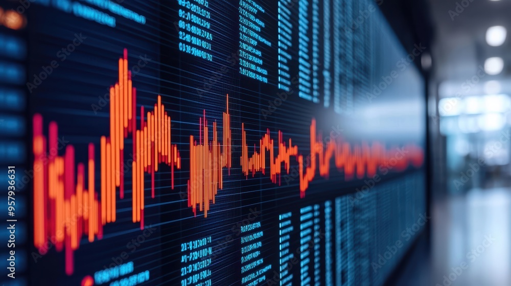 Aufkleber futuristic ai-driven market insights with floating holographic charts in modern tech environment - s