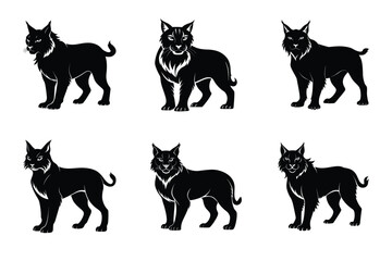 Set Of Bobcat silhouette vector illustration