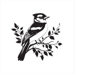 lack  Blue jay Silhouette Vector on Whit Background