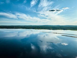 Aerial view to the lake in summer