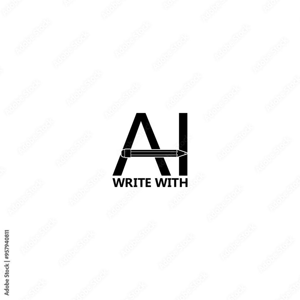Poster write with ai button icon isolated on white background