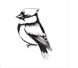 lack  Blue jay Silhouette Vector on Whit Background