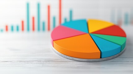 Fototapeta premium Financial Success Concept - Growing Business Profit Pie Chart in with Copy Space, Selective Focus,