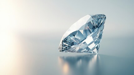 A Single, Large, Clear Diamond on a Reflective Surface