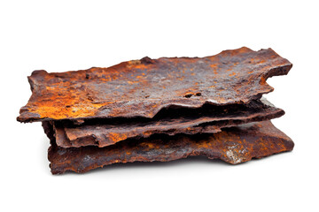 Realistic Piece of old rusty metal texture isolated on white background