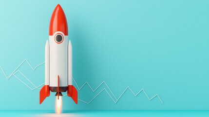 Obraz premium Business Growth Potential Concept with Rocket Launching from Graph in