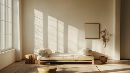 Minimalist Muji-Inspired Living Room with Serene and Comfortable Ambiance