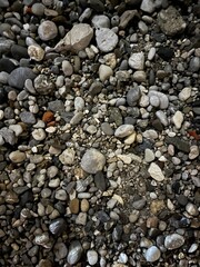 Texture of wet stone in evening contrasting light. Photo of the Moraca River, Montenegro. High quality photo