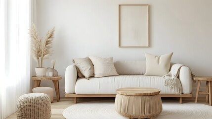 Peaceful Nordic-Inspired Living Room with Warm Wood Accents and Soft Textiles