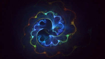 3D manual rendering abstract colorful fractal light background. Its not AI Generatd illustration.