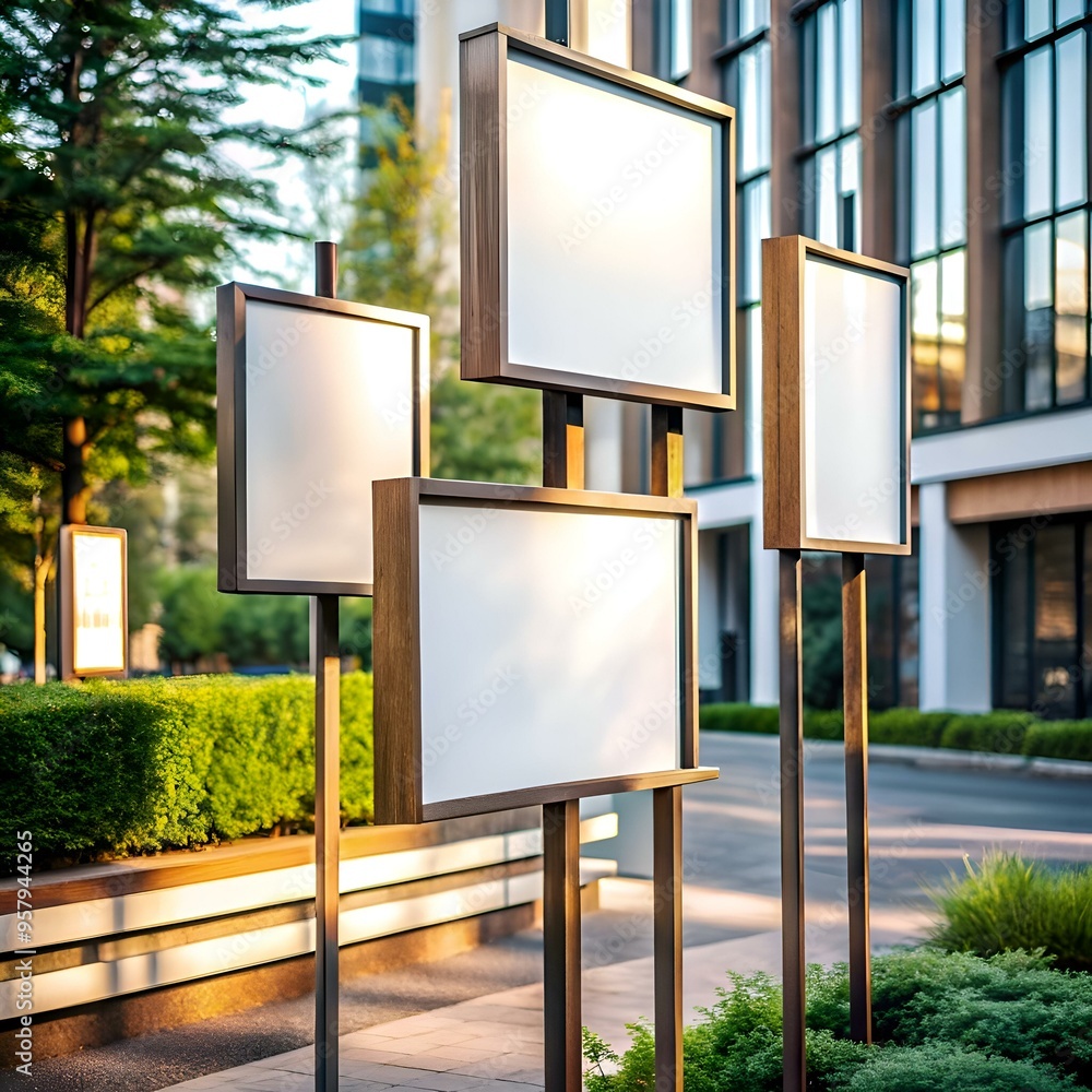 Aufkleber four blank signs in modern frames. perfect for adding your own text or visuals.