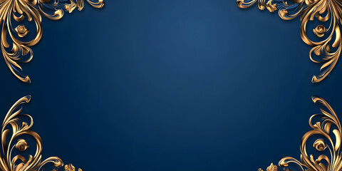 dark blue luxury background with gold patterns. elegant gold jewelry. vintage background