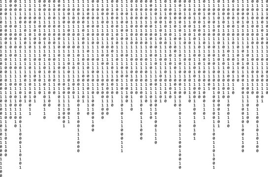 Binary code zero one abstract matrix white background with binary computer code.