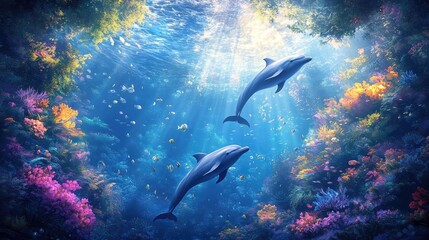 Fototapeta premium Aerial perspective of a mystical underwater realm