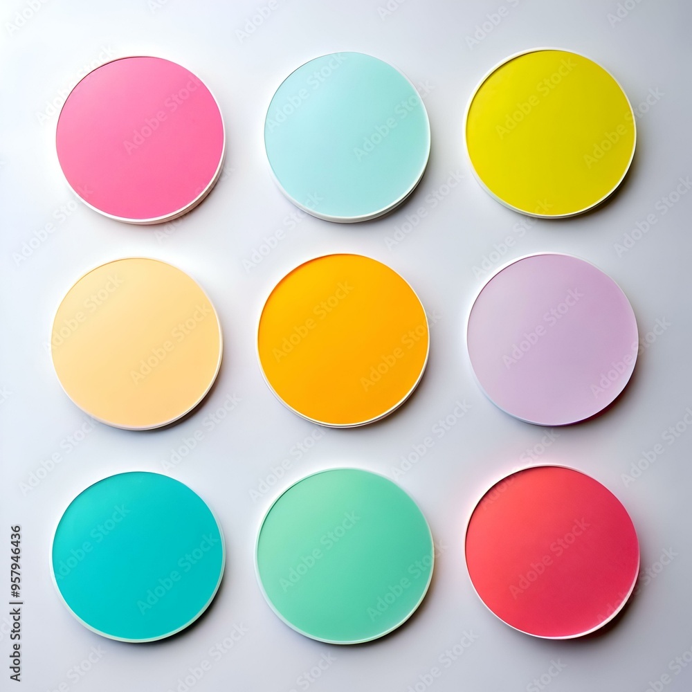 Poster a collection of nine colorful. round shapes. perfect for adding a pop of vibrancy to your designs.
