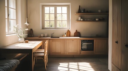 Minimalist Kitchen with Simple Breakfast Nook and Elegant Decor