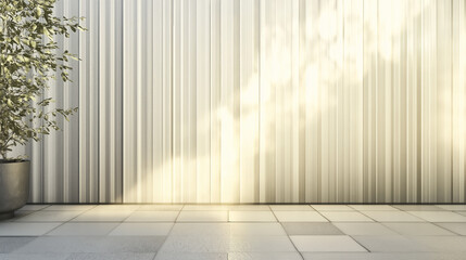 Bright empty wall and floor with light beams.