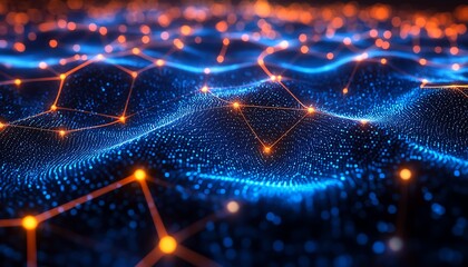 Detailed depiction of a blockchain network stretching over a vast digital realm