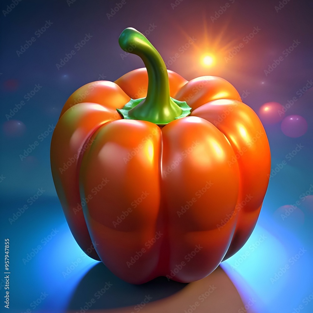 Poster a vibrant. 3d rendered bell pepper. perfect for adding a touch of freshness and color to your design