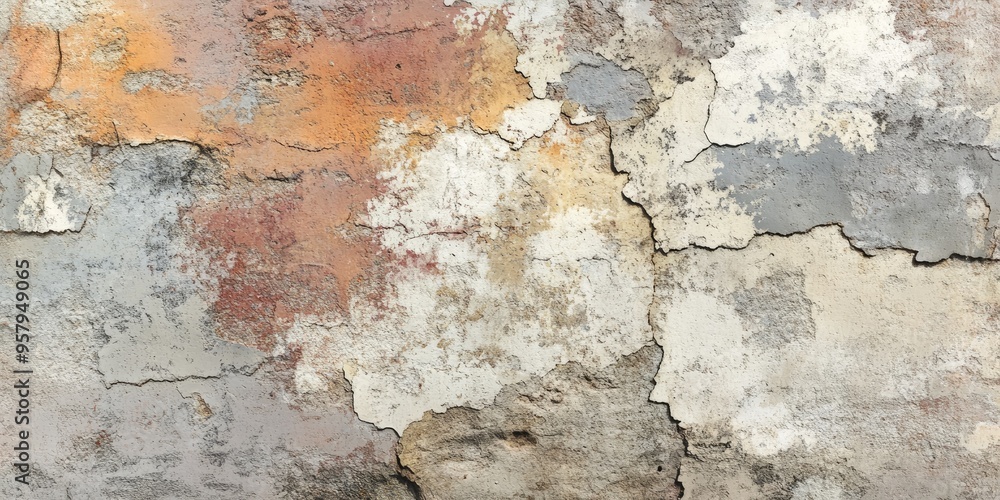 Poster 3d rendering of an old grunge weathered wall background featuring abstract textures with cracks spot