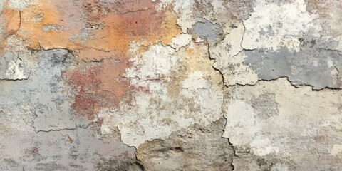 Obraz premium 3D rendering of an old grunge weathered wall background featuring abstract textures with cracks spots and stains on a damaged antique surface