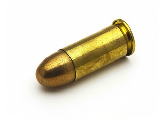 A brass bullet on a white background