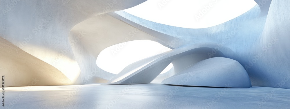 Poster abstract architectural interior design in 3d rendering