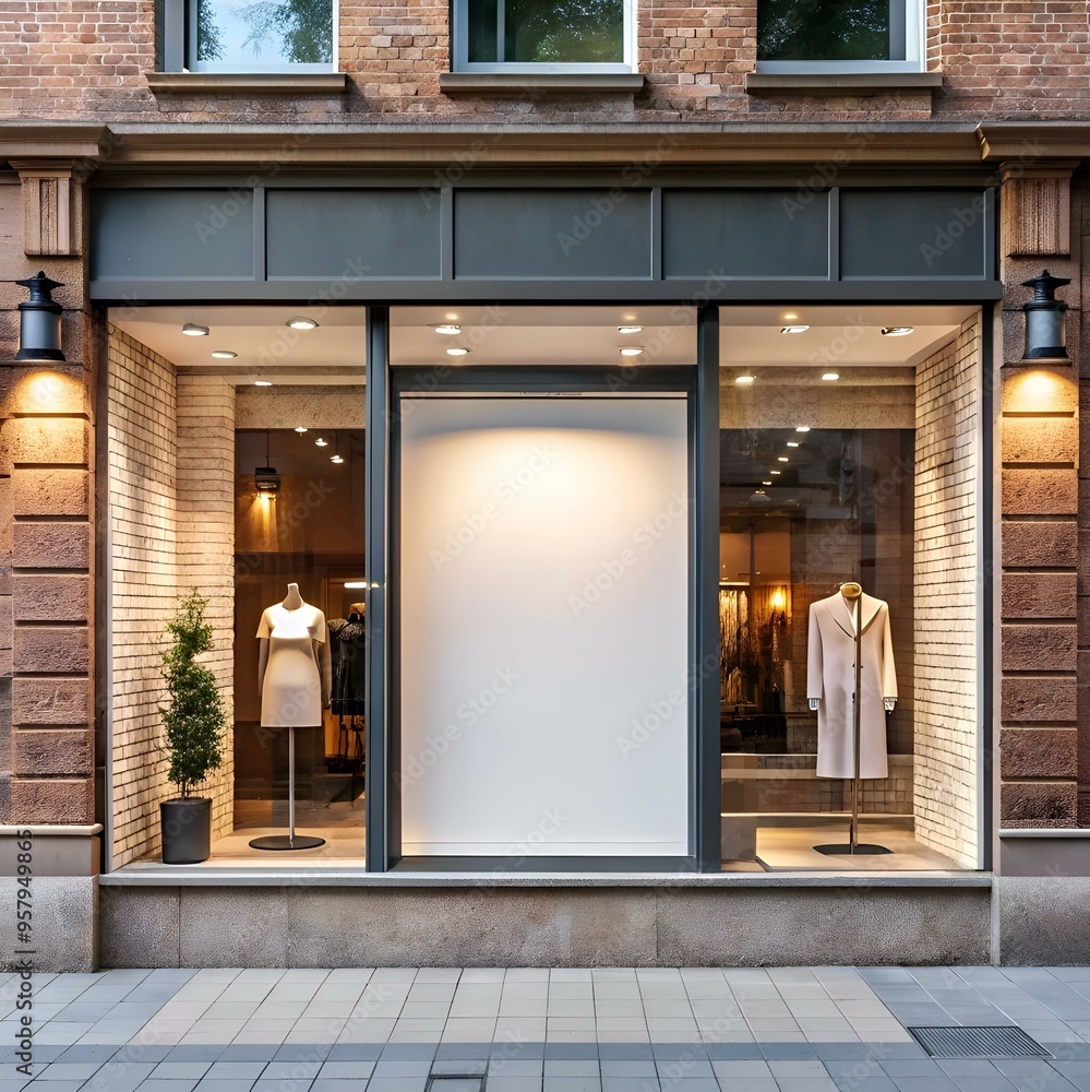 Poster a clean and modern storefront mockup with a blank canvas for your design.