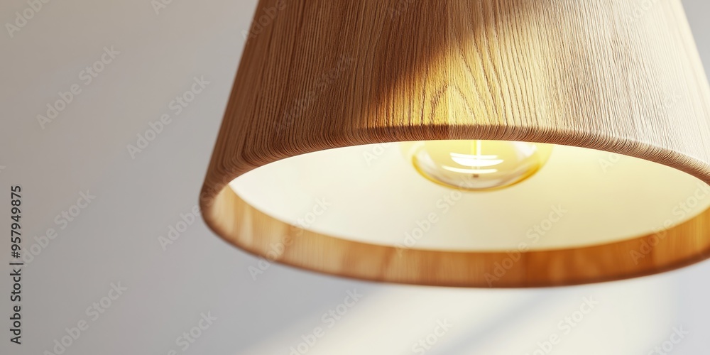 Aufkleber 3d rendering of a close up lamp with retro wooden elements isolated on a white background symbolizin