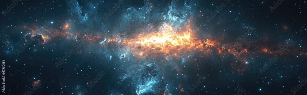 Poster Universal cosmos background in 3D cartoon rendering