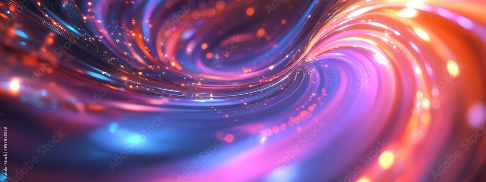 Aufkleber Abstract fractal lights effect in the background rendered in 3D cartoon style
