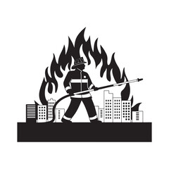 firefighter vector silhouette