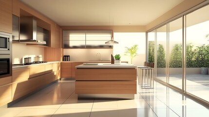 Sleek and Spacious Modern Kitchen with Contemporary Design