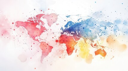 Global Connections: Watercolor Network Team in Bright and Muted Contrasts