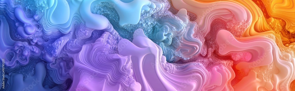 Aufkleber Fractal rendition of an abstract colored background in 3D cartoon style