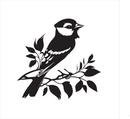 lack  Blue jay Silhouette Vector on Whit Background