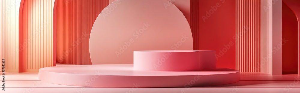 Poster Minimal abstract scene designed for cosmetics or product display podium in 3D render
