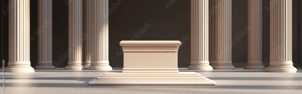 Aufkleber greek style podium pedestal with columns 3d rendering