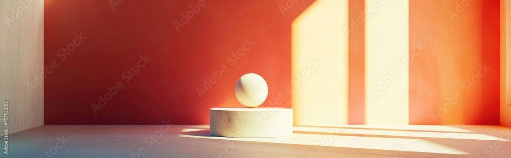 Poster Elegant and beautiful abstract background featuring minimalistic elements on a pedestal presented through 3D illustration and rendering