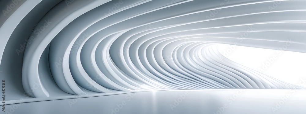 Aufkleber Abstract architecture background featuring a curved interior in a 3D render