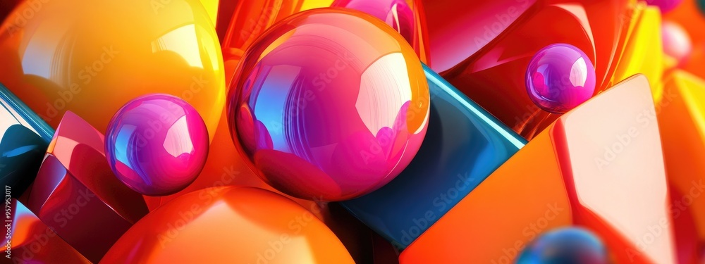 Poster Abstract geometric shape background 3D rendering