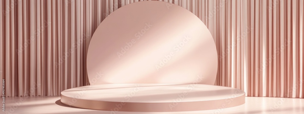 Aufkleber Elegant shiny podium for mock up presentation in minimalist style with ample copy space 3D rendered abstract background design
