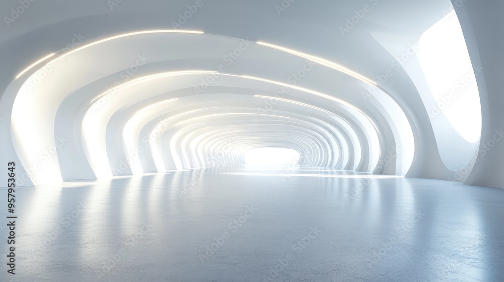 Poster abstract modern architectural background featuring a spacious empty interior 3d rendering