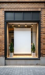 Blank storefront mockup with a large window display. perfect for showcasing your brand or product.