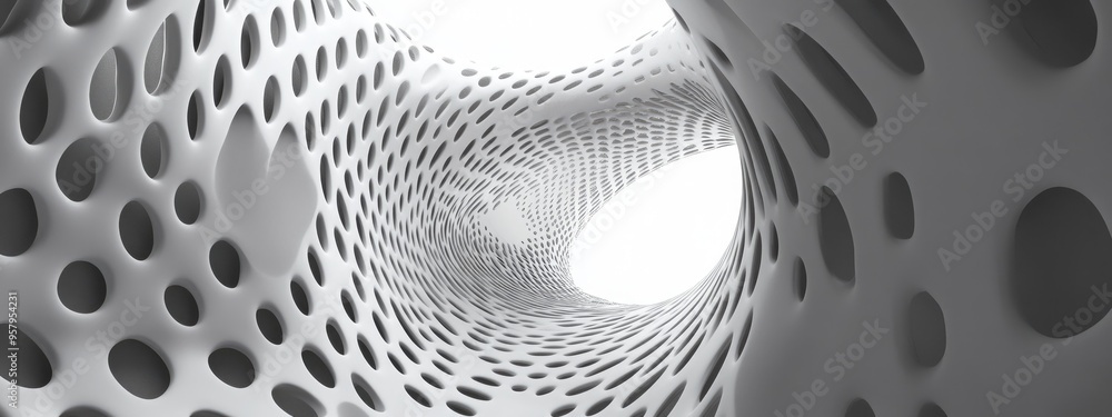 Poster Abstract architectural structure in a 3D background illustration rendered in three dimensions